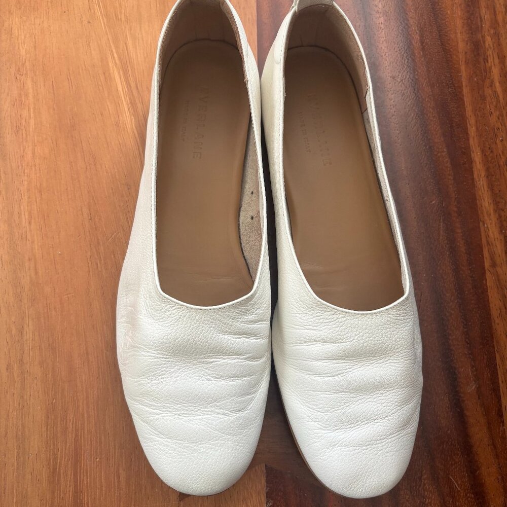 Everlane The Italian leather Day Glove Flats - Canvas/White Size 7